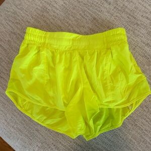 Size 4 Lululemon neon yellow hotty hot 2.5 length shorts